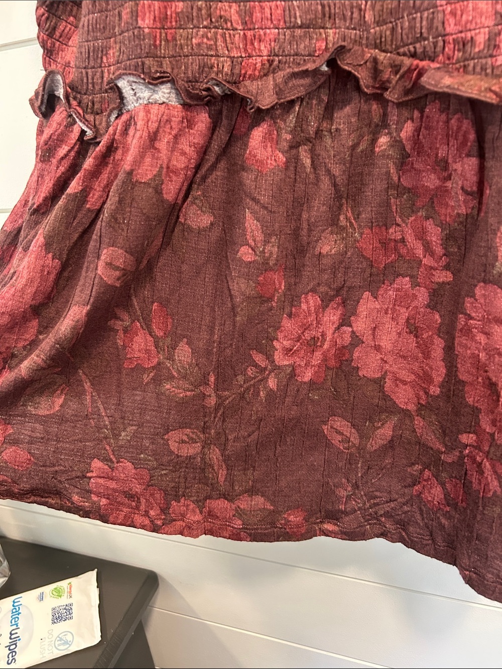 TORRID Floral Smocked Scoop Neck Blouse in Burgundy - Picture 3 of 3